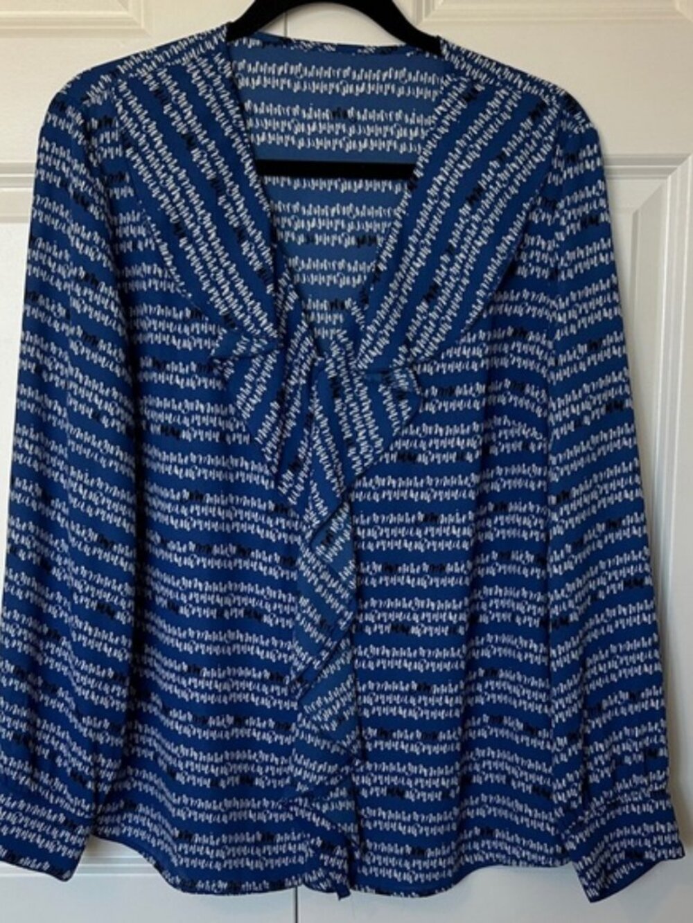 Blue and White Patterned Women's Top